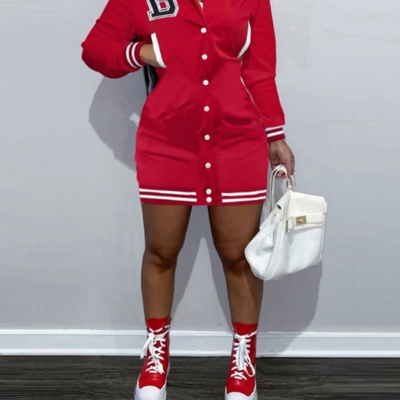 Letter Patch Baseball Dress - Picture 4 of 5